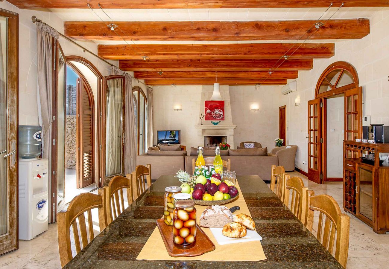 dining and living area of malta holiday rental villa