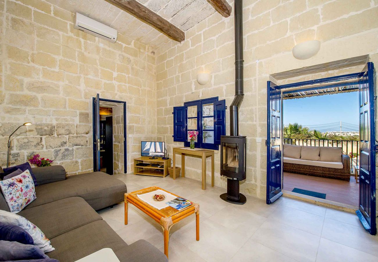 gozo villa with fireplace