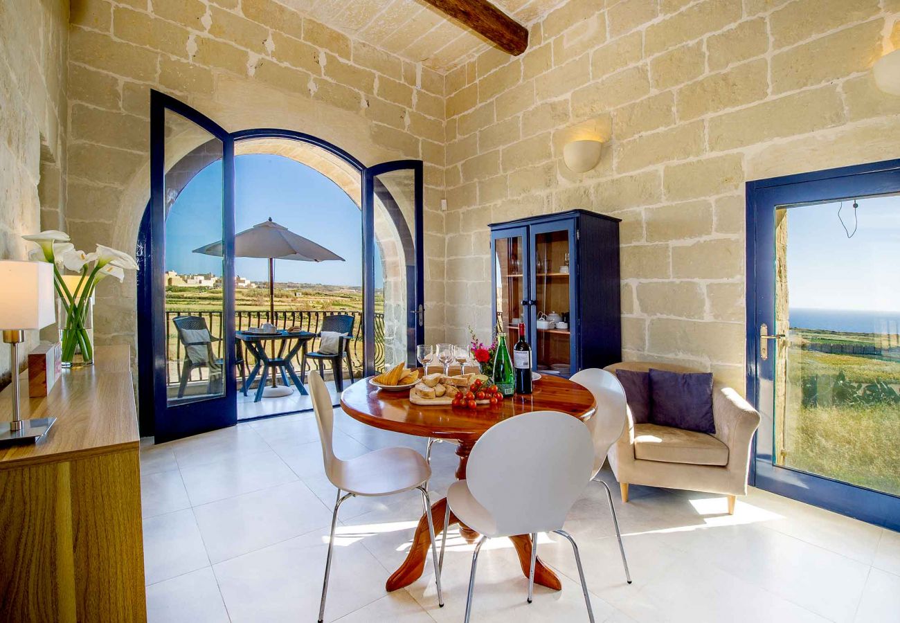 dining area of malta rental villa with views