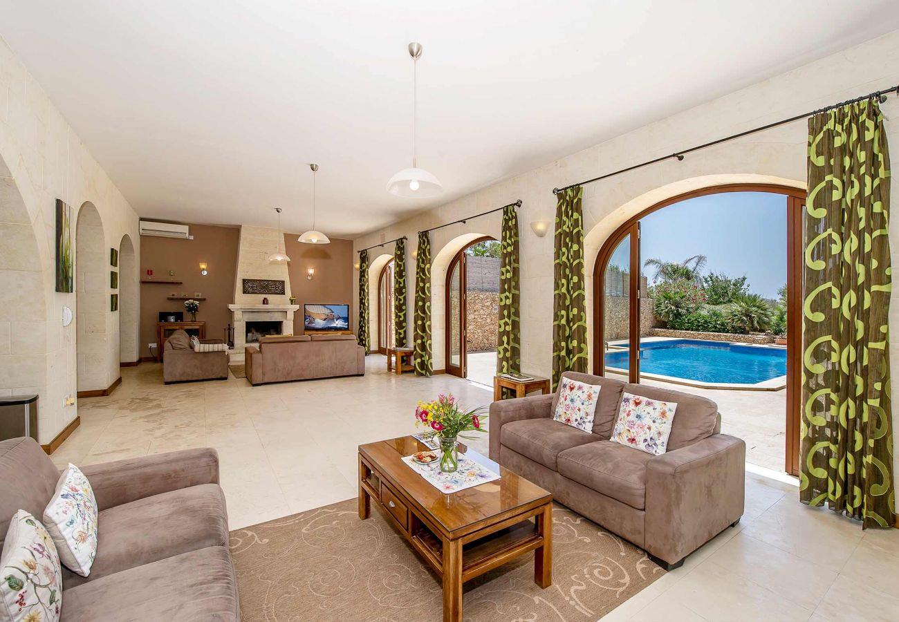Living room gozo villa with pool