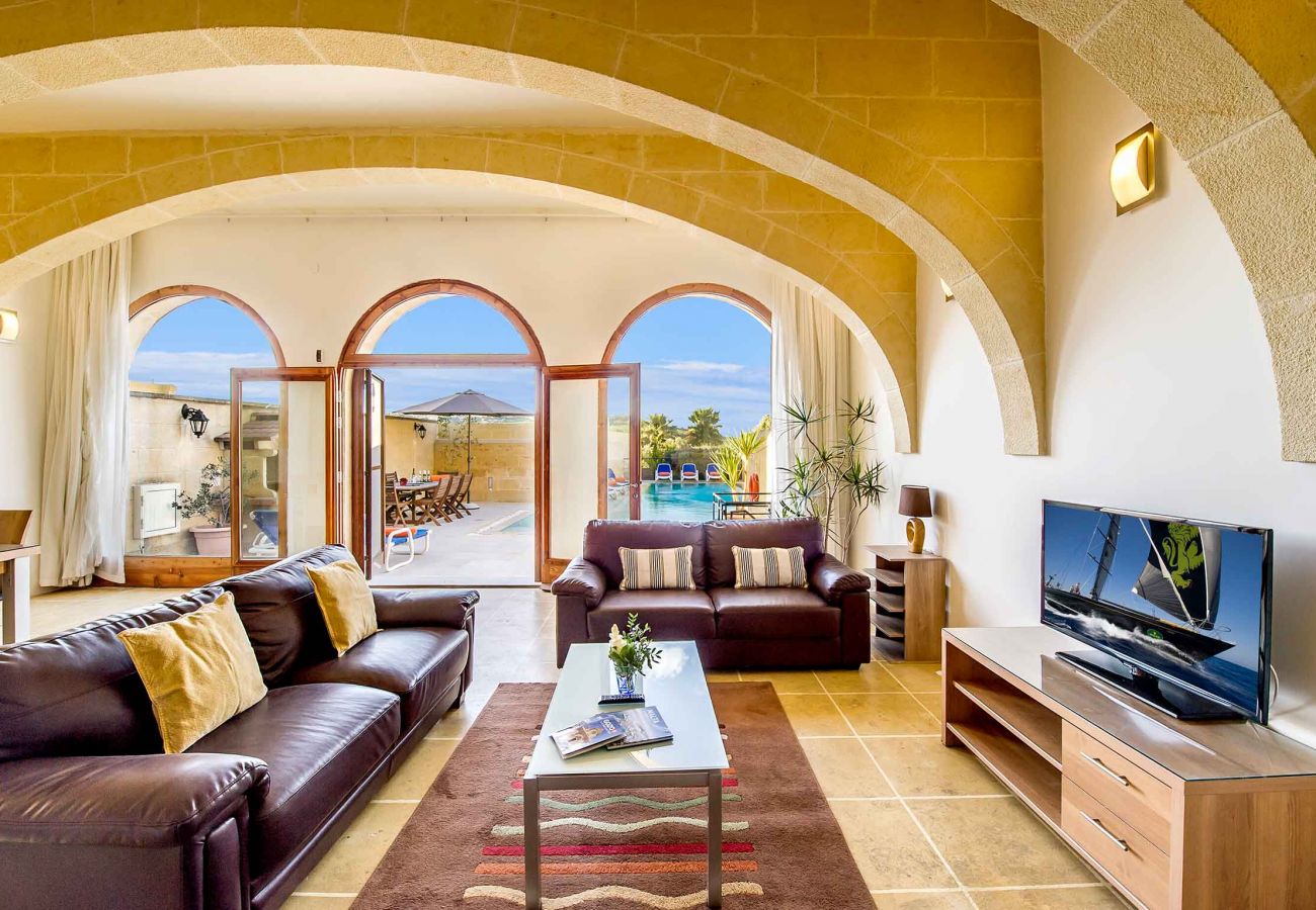 living room of gozo villa with private pool